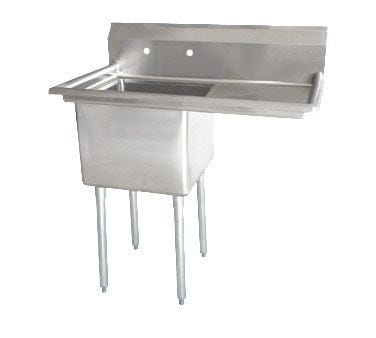 Omcan Canada Compartment Sinks Each Omcan 25254 24″ x 24″ x 14″ One Tub Sink with 1.8″ Corner Drain and Right Drain Board | Denson CFE