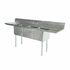 Omcan Canada Compartment Sinks Each Omcan 43789 – 120" 18-Gauge Stainless Steel Three-Compartment Pot Sink with Dual Drainboards (300 Series Stainless, NSF) | Denson CFE