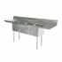 Omcan Canada Compartment Sinks Each Omcan 43789 – 120" 18-Gauge Stainless Steel Three-Compartment Pot Sink with Dual Drainboards (300 Series Stainless, NSF) | Denson CFE