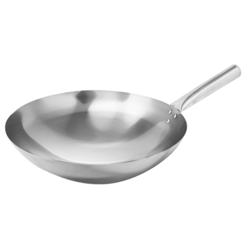 Omcan Canada Cookware Each Omcan 47864 16″ Stainless Steel Mandarin Wok Pan (Nailed Joint) | Denson CFE