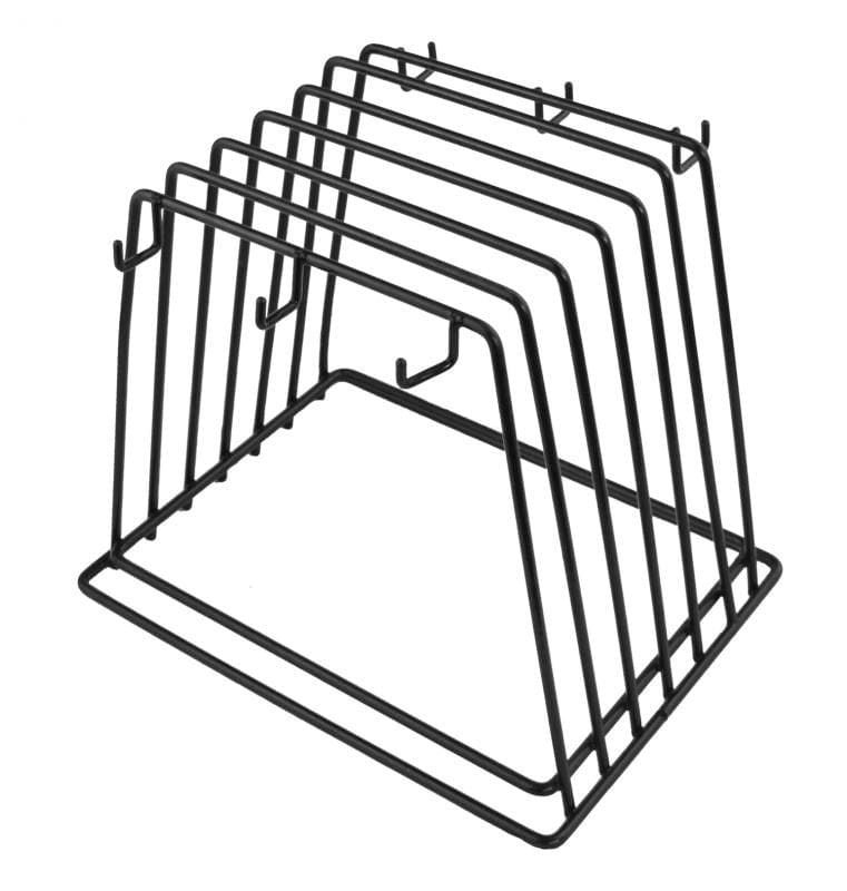 Omcan Canada Cutting Boards Each Omcan 80128 Vinyl Coated Black Cutting Board Rack with 6 Slots for Cutting Board Brushes | Denson CFE