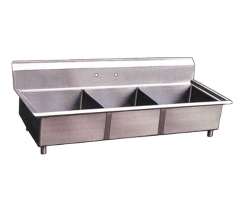 Omcan Canada Sinks & Plumbing Each Omcan 22114 – 59" Stainless Steel Three-Compartment Pot Sink (3 x 18" Bowls, NSF/CSA Certified) | Denson CFE