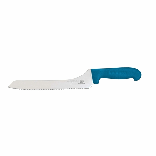 Omcan Canada Smallwares Each / Blue Omcan 12434 9" Slicer Off-Set Wave Edge Blade Knife with Blue Polypropylene Handle | Denson CFE
