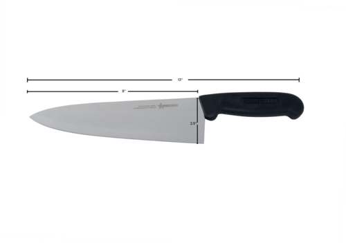 Omcan Canada Smallwares Each Omcan 11973 8" Medium Cook Knife with Black Polypropylene Handle | Denson CFE