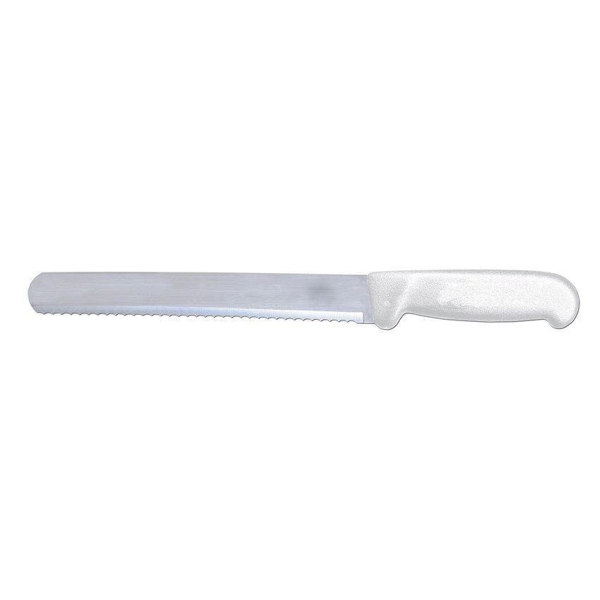 Omcan Canada Smallwares Each Omcan 12680 10" Slicer Straight Wave Edge Knife with White Polypropylene Handle | Denson CFE