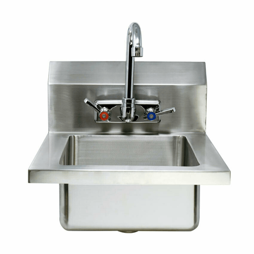 Omcan Canada Stainless Steel Sink Each Omcan 44585 Fabricated Hand Sink with 4″ Gooseneck Faucet and Drain Basket | Denson CFE