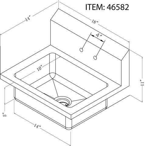 Omcan Canada Stainless Steel Sink Each Omcan 46582 Fabricated Stainless Steel Wall Mounted Hand Sink | Denson CFE