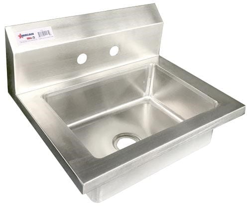 Omcan Canada Stainless Steel Sink Each Omcan Fabricated Stainless Steel Wall Mounted Hand Sink With Two Holes, 46582