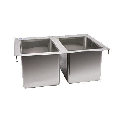 Omcan Canada Unclassified Each Omcan 39782 10″ x 14″ x 10″ Stainless Steel Double Tub Drop in Sink with Flat Top | Denson CFE