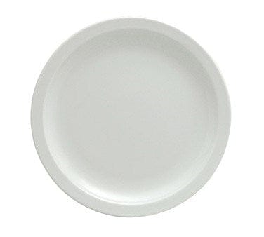 Oneida Canada Dinnerware Dozen / Porcelain Plate, 8-1/4" dia., round, narrow rim, porcelain, bright wh