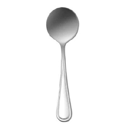 Oneida Canada Flatware Dozen Oneida B914SBLF Bouillon Spoon, 6", curved border along handle, 18/0 stainless steel, New Rim II