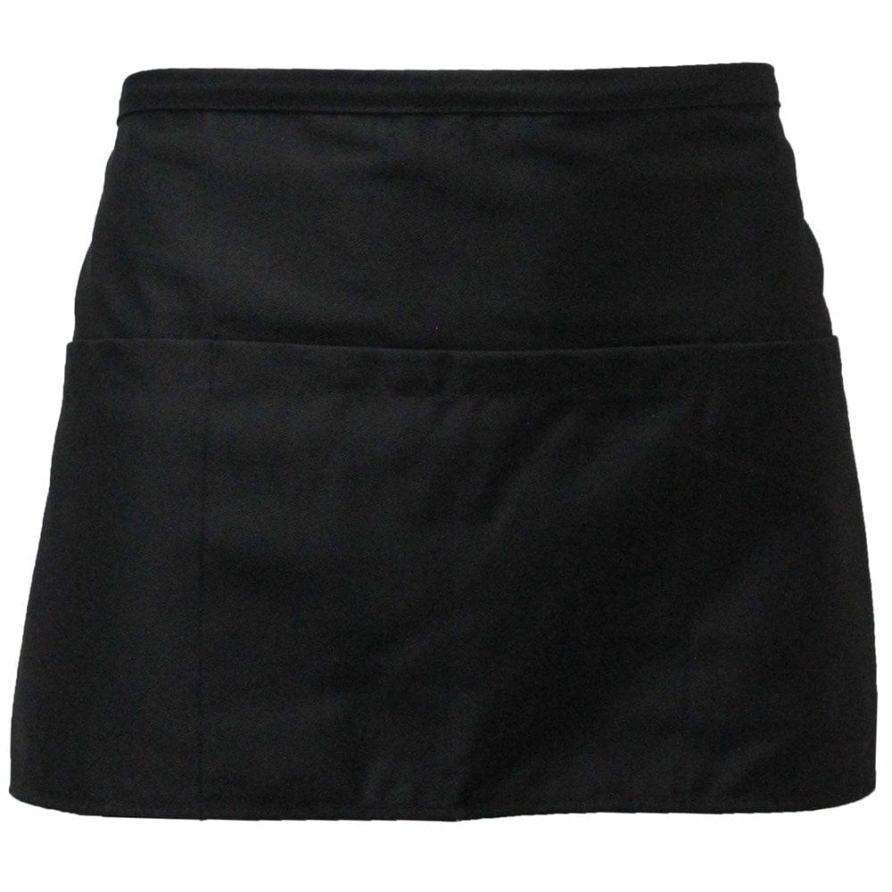 Premium Uniforms Clothing & Textiles Each Premium Uniforms 1000-Black Commercial Waist Apron - 3 Pockets, Extra Long Ties, 23"W x 12"L | Denson CFE