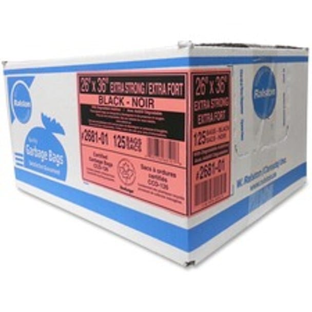 Ralston Disposables Case Ralston 2681-01 2600 Series Industrial Garbage Bags - 26 x 36 in, Extra Strong Black | Denson CFE