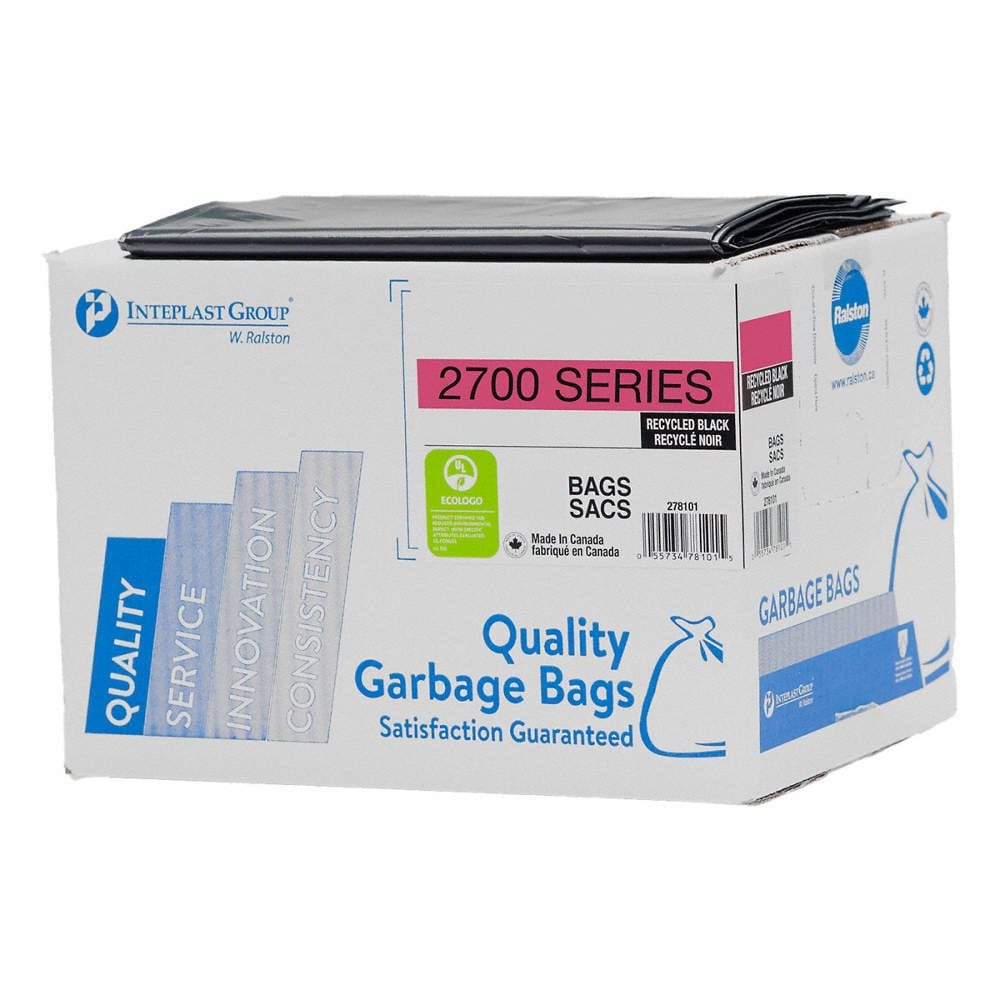 Ralston Disposables Case Ralston 2754-01 Garbage Bags, Eco-Friendly, Black, 22x24 in, Hexine Resin, CA 500 | Denson CFE