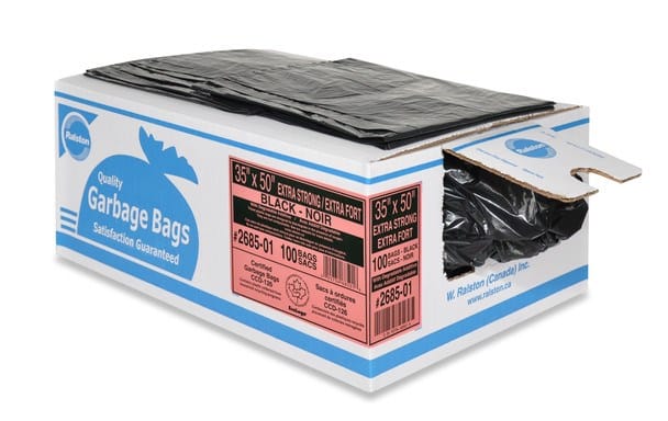 Ralston Disposables Each Ralston 268501 Industrial Garbage Bags - 35 x 50 in, Extra Strong Black | Each