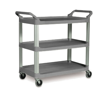 Rubbermaid Canada-MDS Food Service Supplies Each Rubbermaid FG409100GRAY 3 Level Polymer Utility Cart w/ 300 lb Capacity, Raised Ledges