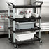 Rubbermaid Canada-MDS Food Service Supplies Each Rubbermaid FG409600BLA 3 Level Polymer Utility Cart with 300 lb Capacity, Raised Ledges | Denson CFE