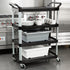Rubbermaid Canada-MDS Food Service Supplies Each Rubbermaid FG409600BLA 4 Level Polymer Utility Cart with 300 lb Capacity, Raised Ledges | Denson CFE