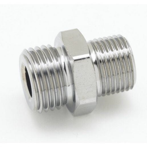 T&S BRASS Parts & Service T&S Brass 053A Chrome-Plated Brass 3/8" NPT Male x 3/4" -14 UN Male Adapter With Washer