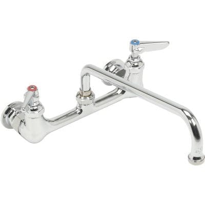 T&S Brass Plumbing Each T&S Brass B-0231 Adjustable 8??? Centered Wall Mounted Double Pantry Faucet With 12??? Swing Nozzle And Lever Handles