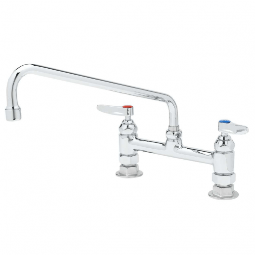 T&S Brass Unclassified Each T&S Brass B-0221 Adjustable 8” Center Deck Mounted Double Pantry Faucet With 12” Swing Nozzle And Eterna Cartridges