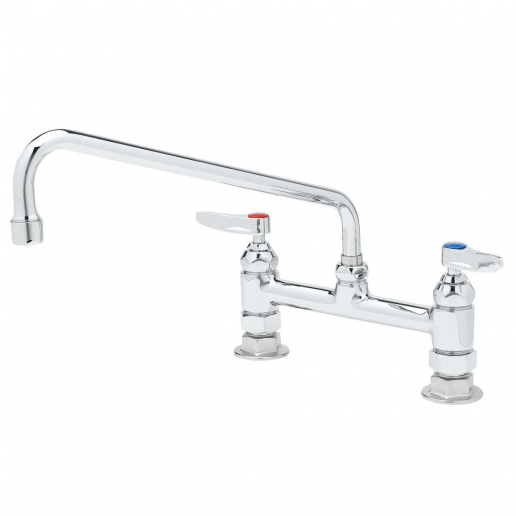 T&S Brass Unclassified Each T&S Brass B-0221 Adjustable 8? Center Deck Mounted Double Pantry Faucet With 12? Swing Nozzle And Eterna Cartridges