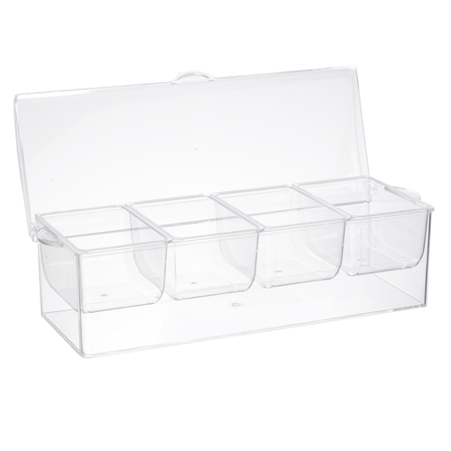 Tablecraft Products Bar Supplies Case Tablecraft 10006 Bar Condiment Holder w/ (4) 1 1/2 pint Inserts - Plastic, Clear