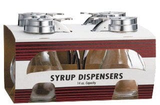 Tablecraft Products Food Service Supplies Cash & Carry Syrup Dispensers, 14 oz., teardrop glass, chrome pl