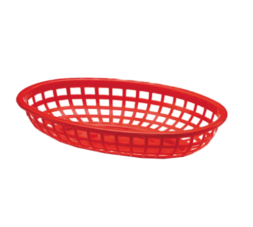 Tablecraft Products Serving & Display Dozen TableCraft 1074R Classic Oval Basket, Red, 9.4" x 6" x 2" | Denson CFE