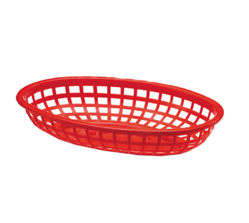 Tablecraft Products Serving & Display Dozen Tablecraft 1074R Red Plastic Classic Oval Fast Food Basket - 9-1/4" x 6" x 1-3/4"