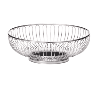 Tablecraft Products Tabletop Each Tablecraft 4174 9" x 6 1/2" x 2 3/4" Medium Chalet Silver Chrome Plated Oval Basket