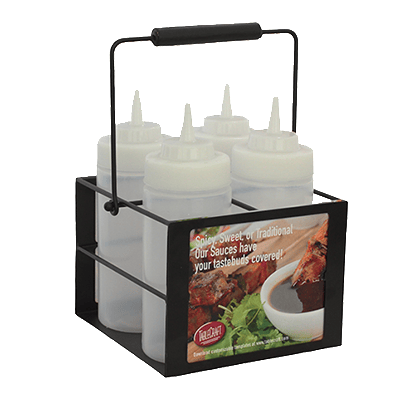 Tablecraft Products Tabletop & Serving Each Tablecraft SBC4 Black Powder-Coated 4-Compartment Squeeze Bottle Caddy | Denson CFE