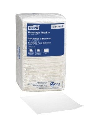 Tork Unclassified Case Tork – B1141A Universal Beverage Napkin, 4.68"×4.68" (11.9×11.9 cm), 1-Ply, 500 Napkins per Pack (4 000/case) | Denson CFE
