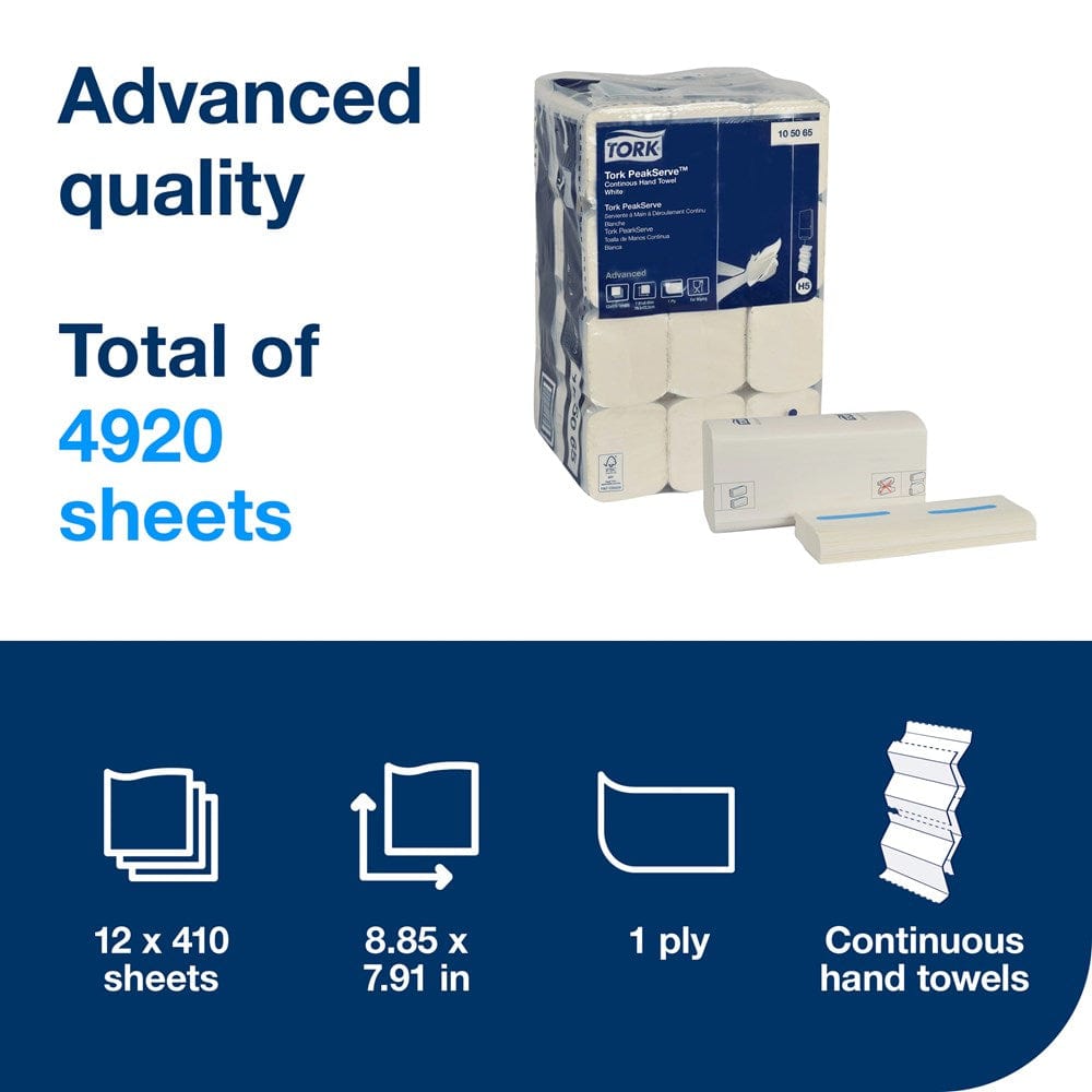 Tork Unclassified Case Tork PeakServe 105065 Continuous Paper Hand Towels, White, H5 Advanced | Denson CFE
