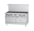 US Range Commercial Cooking Equipment Each US Range U60-4G36RR 60" Natural Gas 4-Burner Range With Right Hand 36" Griddle, 2 Standard Ovens - 258,000 BTU