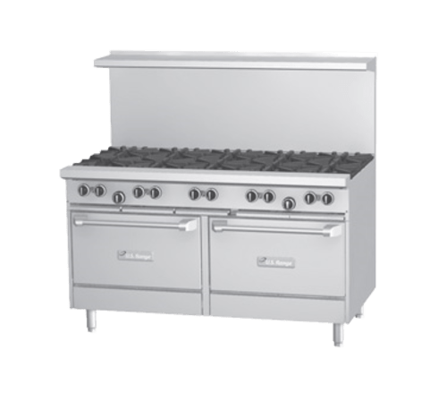 US Range Commercial Restaurant Ranges Each US Range U60-6G24RR 60" Natural Gas 6-Burner Restaurant Range With 24" Griddle - 304,000 BTU