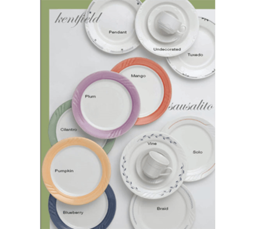 Vertex China Dinnerware Dozen Vertex SAU-7 Plate, 7-1/4" dia., Round, Sculpted Lines, Sausalito Collection | Denson CFE