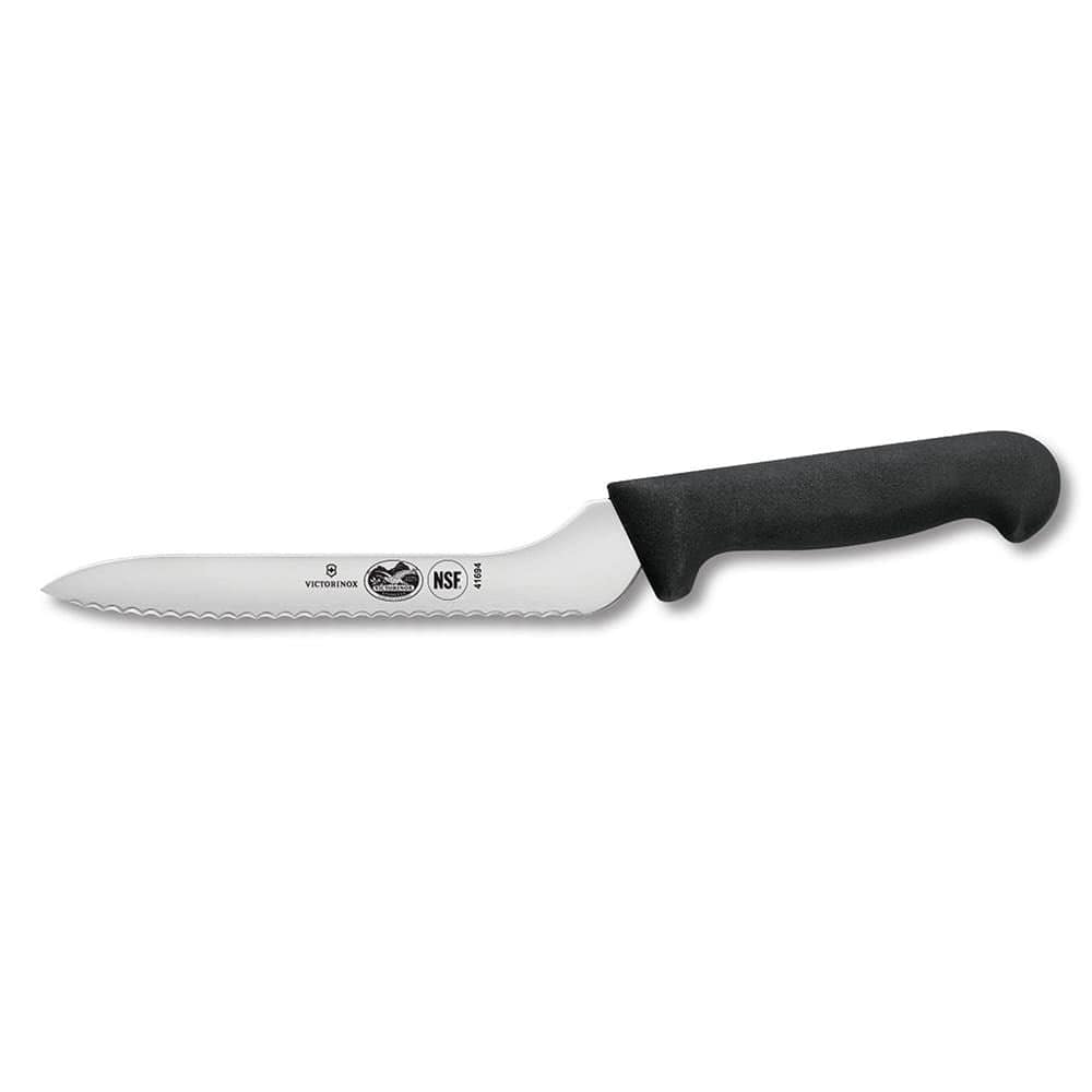 Victorinox Swiss Army Knife & Accessories Each Bread Knife, 7-1/2" offset blade, 1-1/2" width at handle, serrated edge, black polypropylene handle, NSF