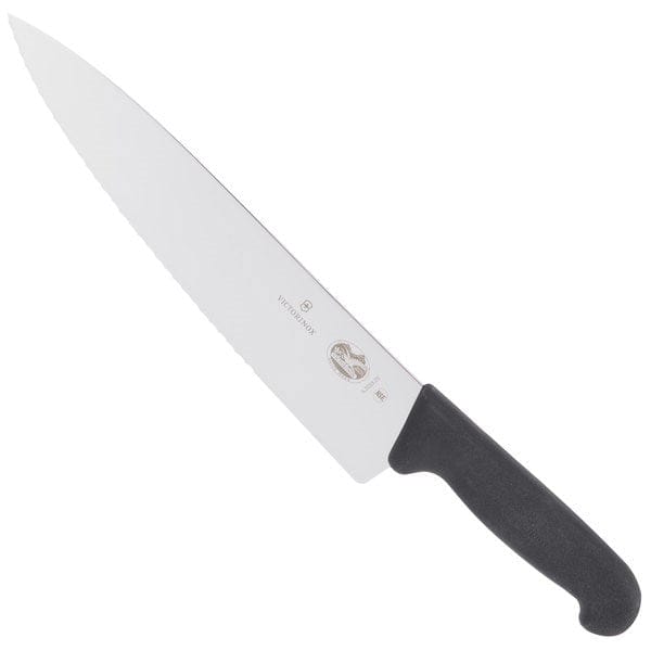 Victorinox Swiss Army Smallwares Each Victorinox 5.2033.25 10" Chef's Knife with Wavy Blade - Black Fibrox