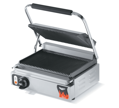 Vollrath Cooking Equipment Each Vollrath 40794 Cayenne Series 13 1/2" x 9 1/8" Grooved Top & Bottom Panini Sandwich Grill - 120V