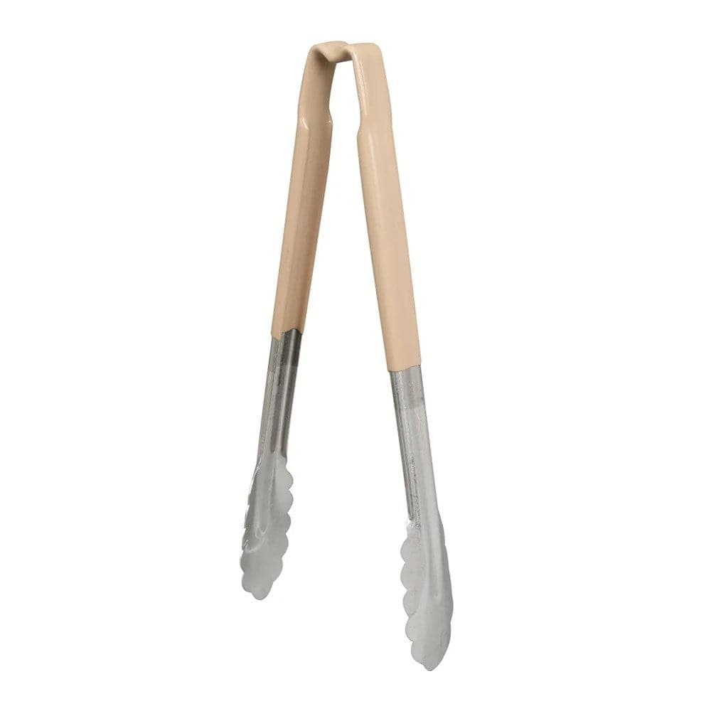 Vollrath Smallwares Each Vollrath 4781260 12" Stainless Steel Utility Tongs - Tan Kool-Touch Handle | Denson CFE