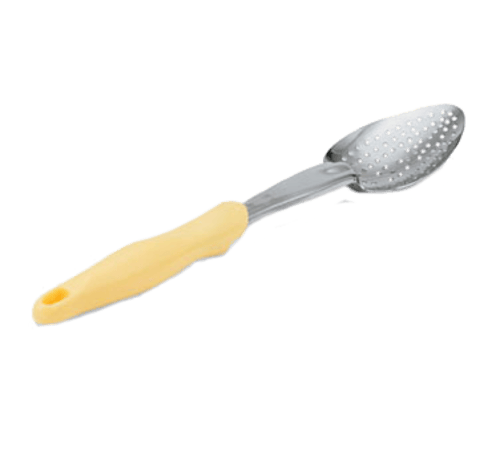 Vollrath Smallwares Each Vollrath 6414250 Ergo Grip Heavy Duty Perforated Spoon – 13-13/16” Stainless Steel, Yellow Handle | Denson CFE