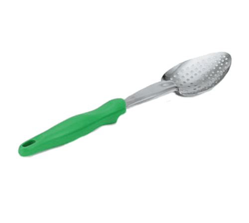 Vollrath Smallwares Each Vollrath 6414270 Ergo Grip Heavy Duty Perforated Spoon – 13-13/16” Stainless Steel, Green Handle | Denson CFE