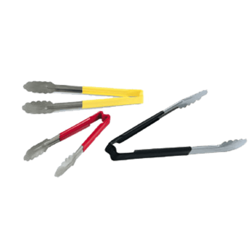 Vollrath Smallwares Each / Yellow Vollrath 4781250 12" Stainless Steel Utility Tongs - Yellow Kool-Touch Handle | Denson CFE