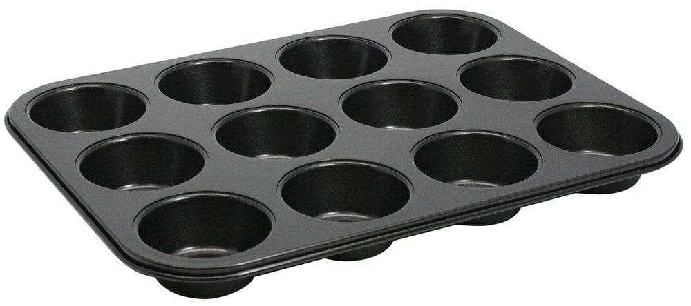 Winco Bakeware Each Winco AMF-12NS 12 Cup Carbon Steel Non-Stick Muffin Pan