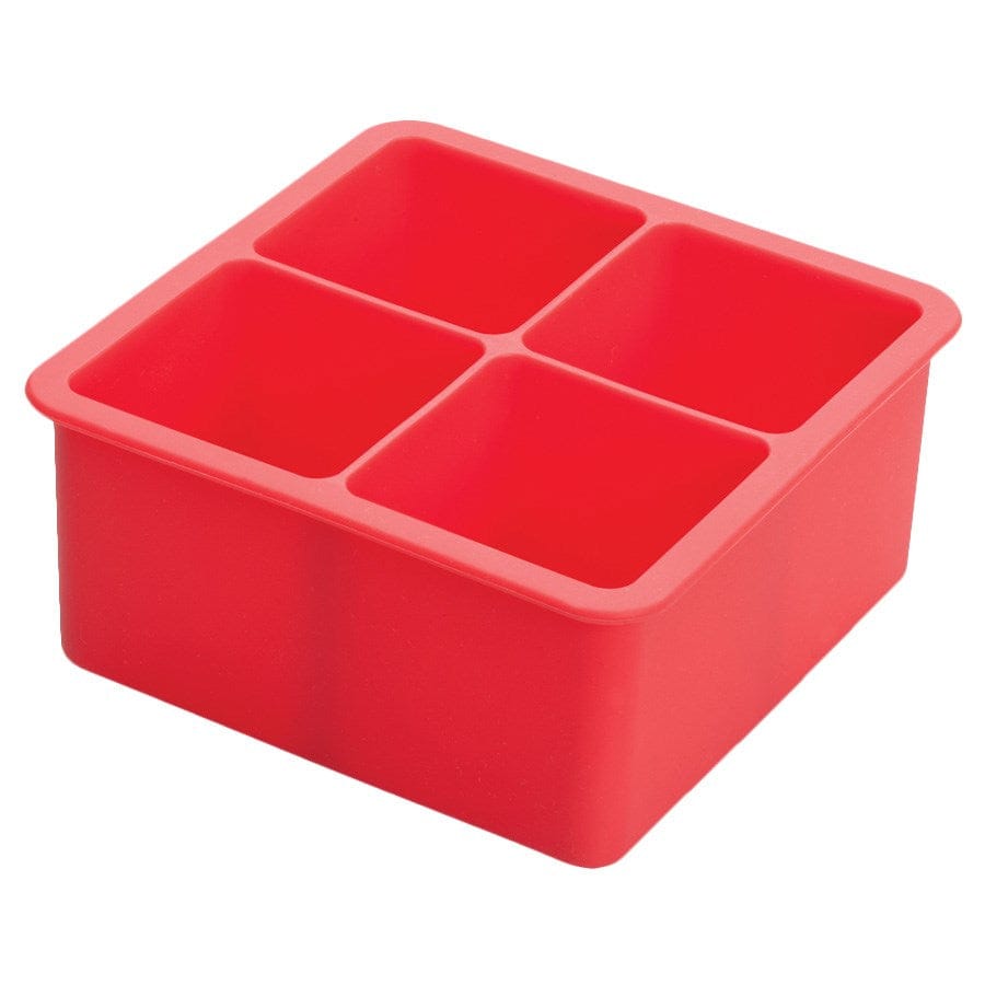 Winco Bar Supplies Each Winco ICCT-4R Premium Silicone Ice Cube Tray with Four Compartments in Red | Denson CFE