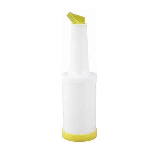 Winco Bar Supplies Each / Yellow Winco PPB-2Y 2 Quart Liquor and Juice Pour Bottle with Yellow Spout and Lid | Denson CFE