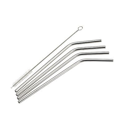 Winco Bar Supplies Set Winco SSTW-8C Stainless Steel Drinking Straw Set with Cleaning Brush 5-Piece | Denson CFE
