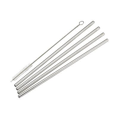Winco Bar Supplies Set Winco SSTW-8S Stainless Steel Drinking Straw Set with Cleaning Brush 5-Piece | Denson CFE