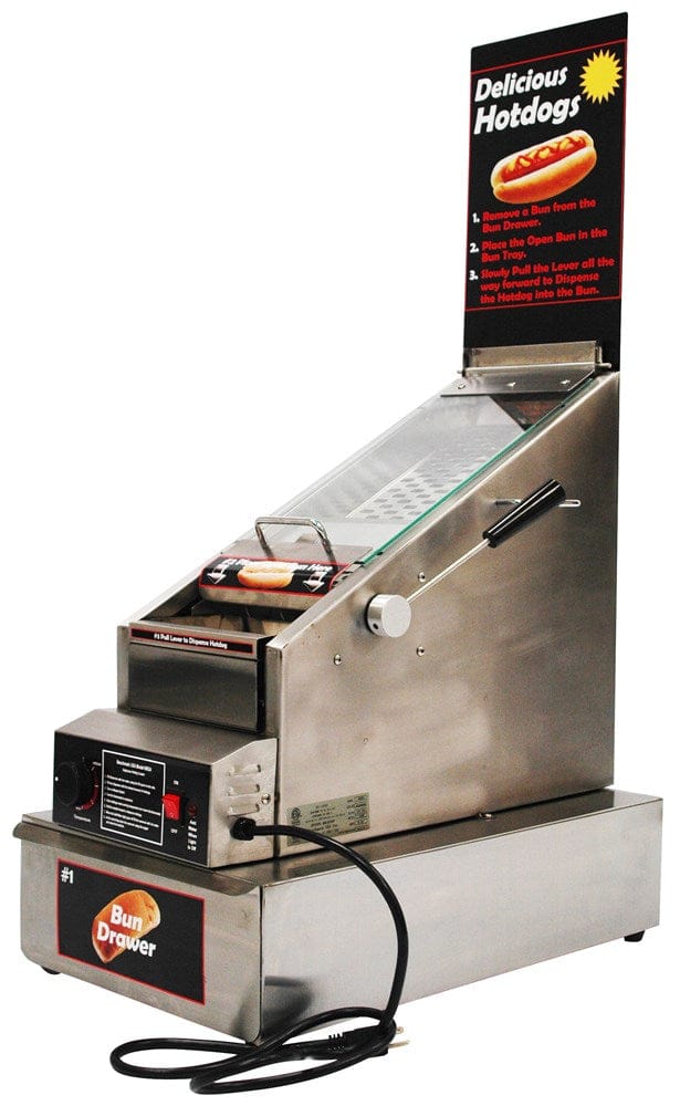 Winco BenchMarkUSA Set Winco Benchmark 60024 Stainless Steel Hot Dog Cooker and Dispenser 120 Volt | Denson CFE